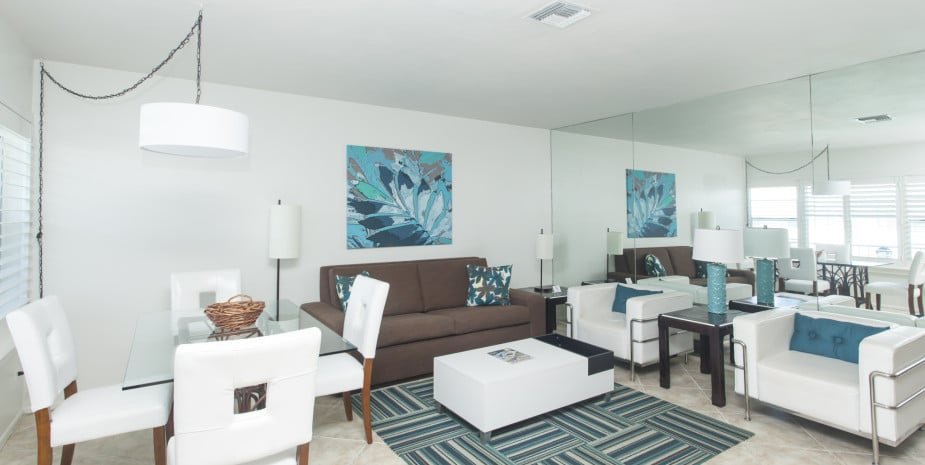 Bright and airy room at Driftwood Beach Club steps from the ocean